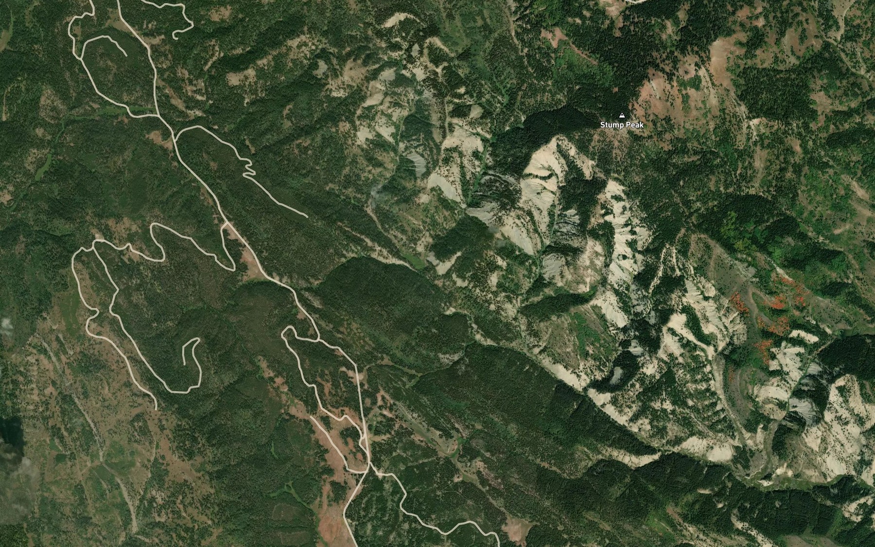 Satellite map of the Flat Valley Creek