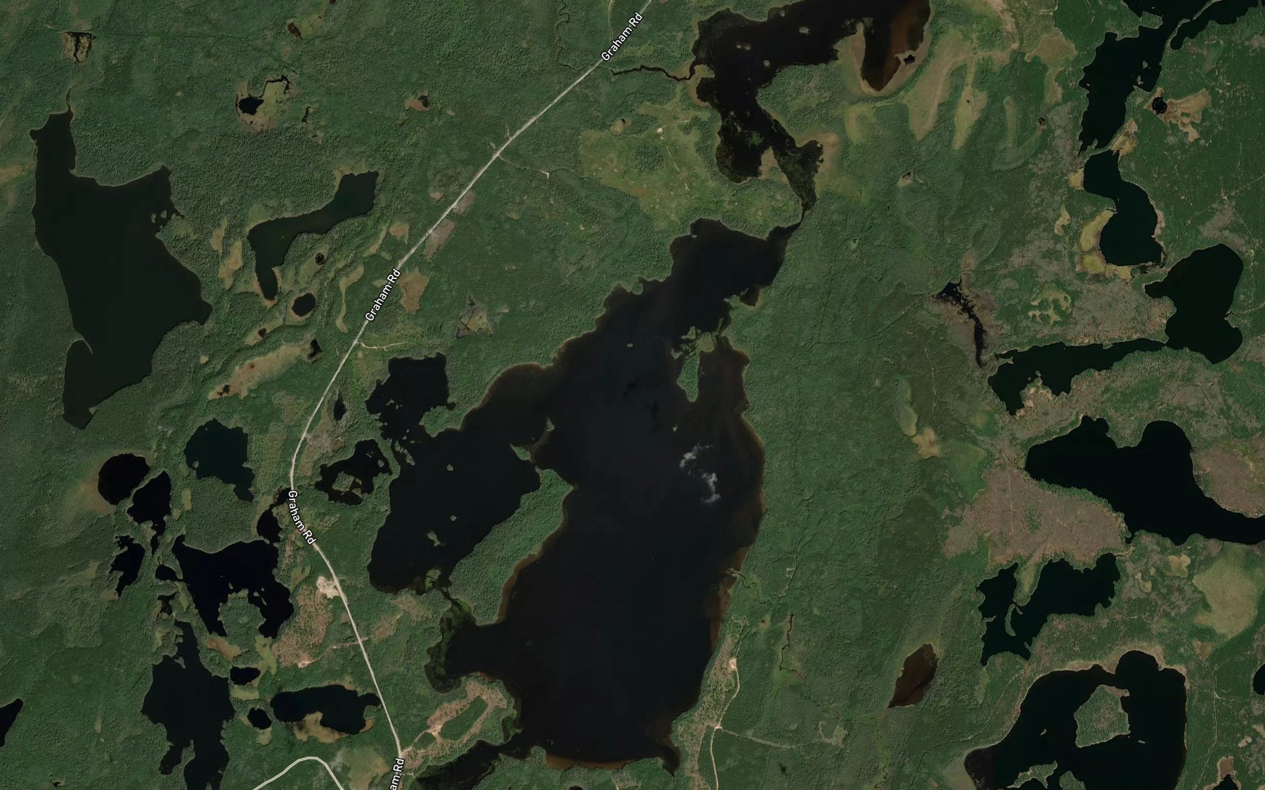Satellite map of the Allely Lake