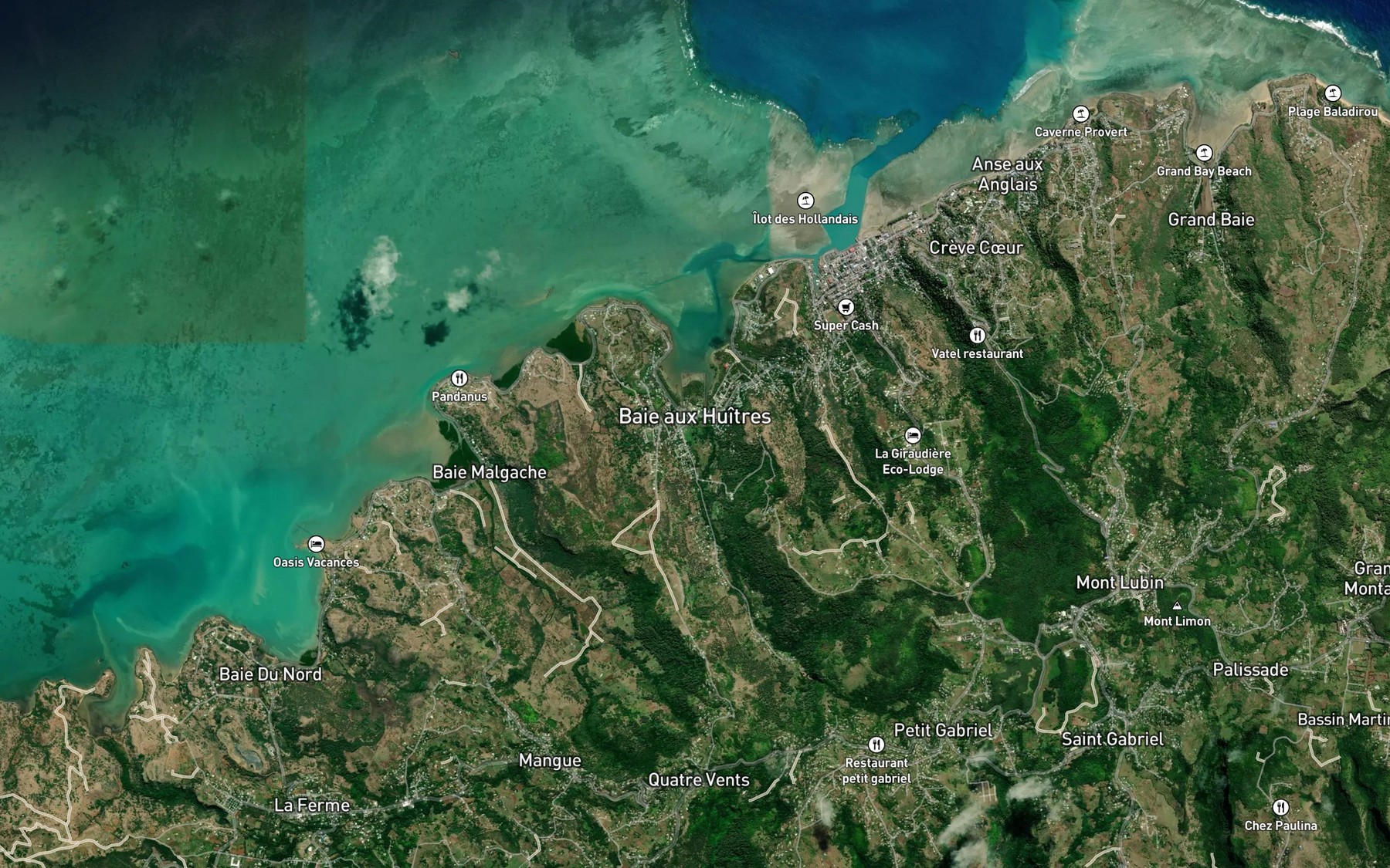 Satellite map of the Riviere Baie aux Huitres