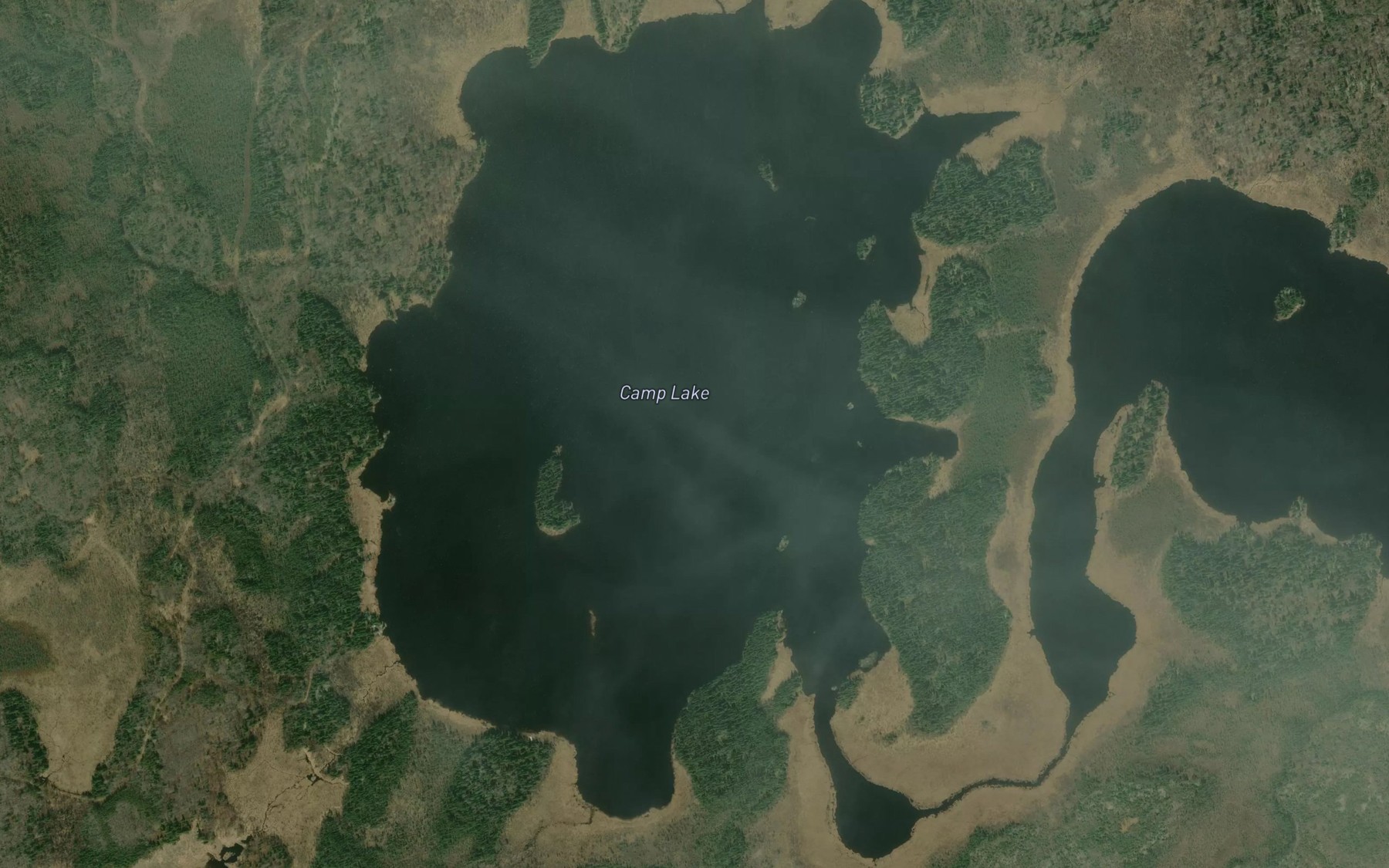 Satellite map of the Camp Lake