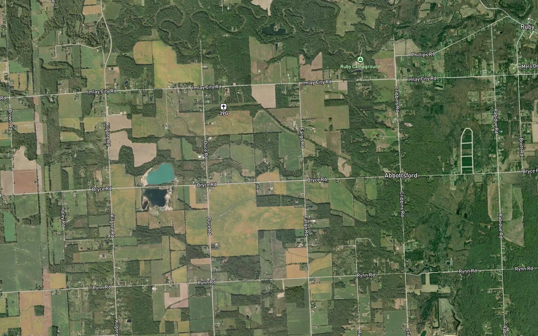 Satellite map of the Quakenbush Drain