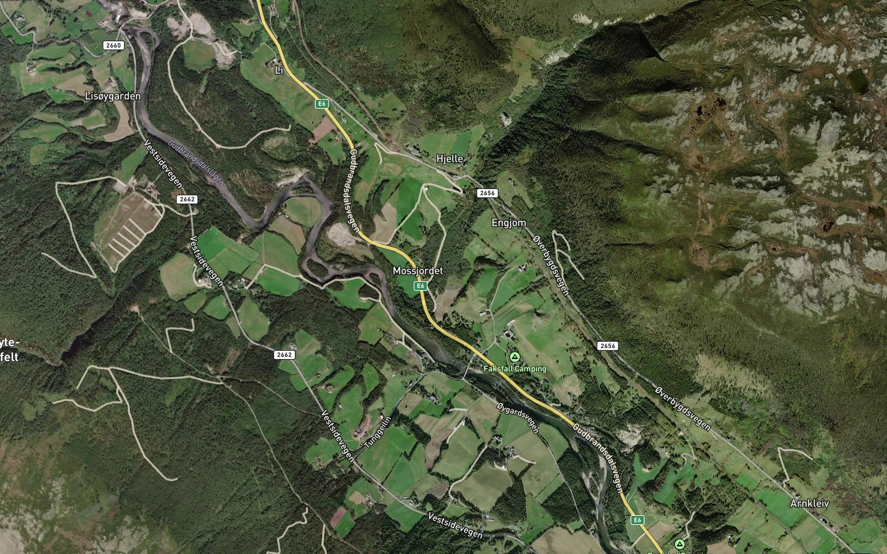 Satellite map of the Hjellai