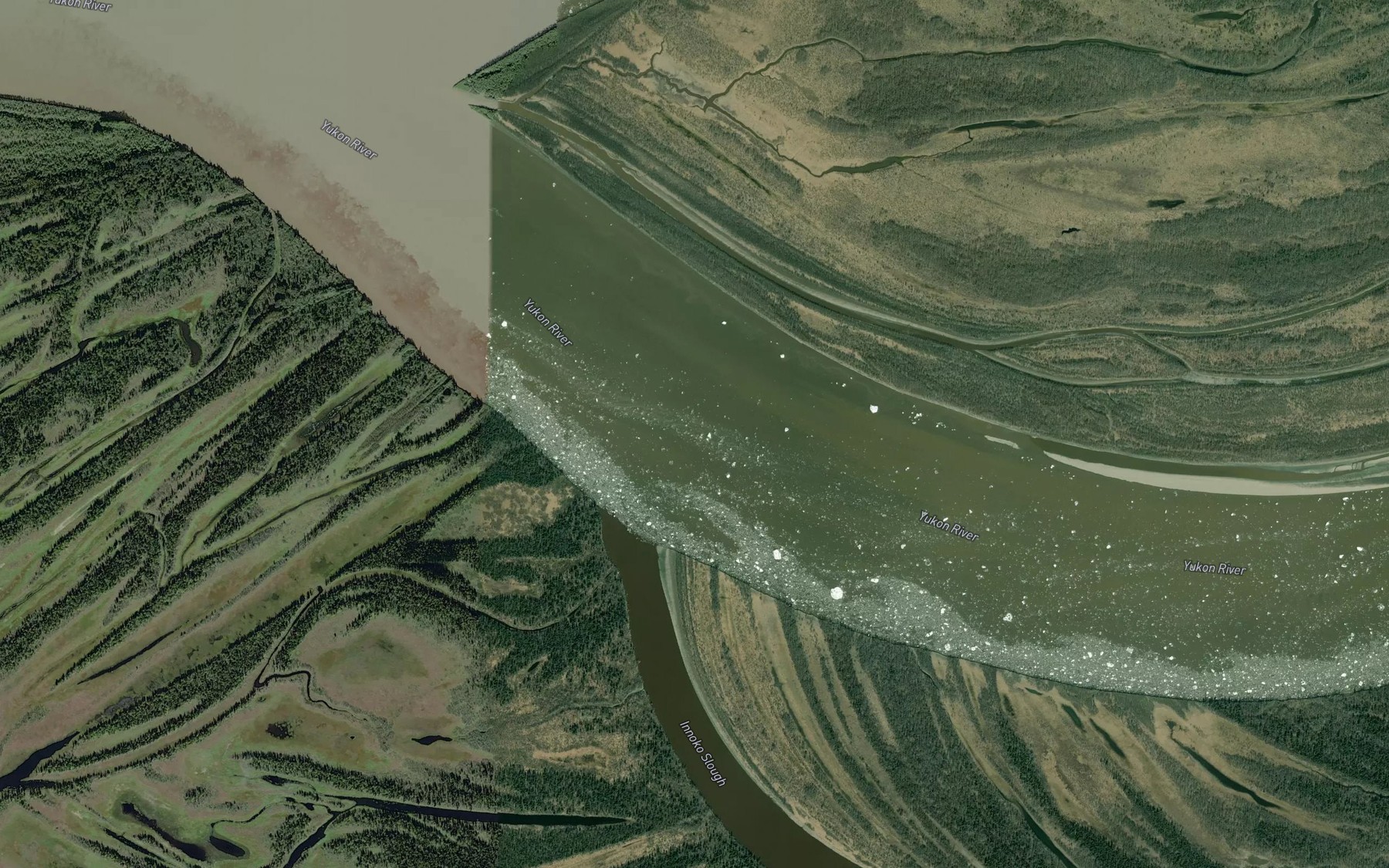 Satellite map of the Paimiut Slough