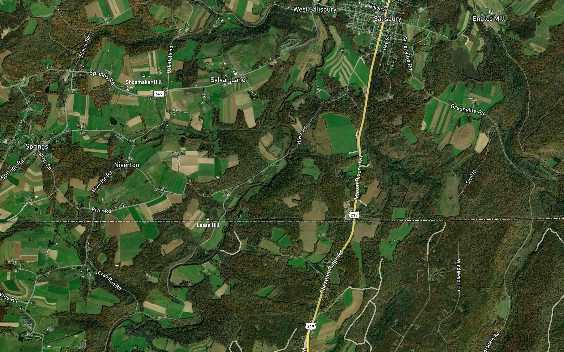 Satellite map of the Flag Run