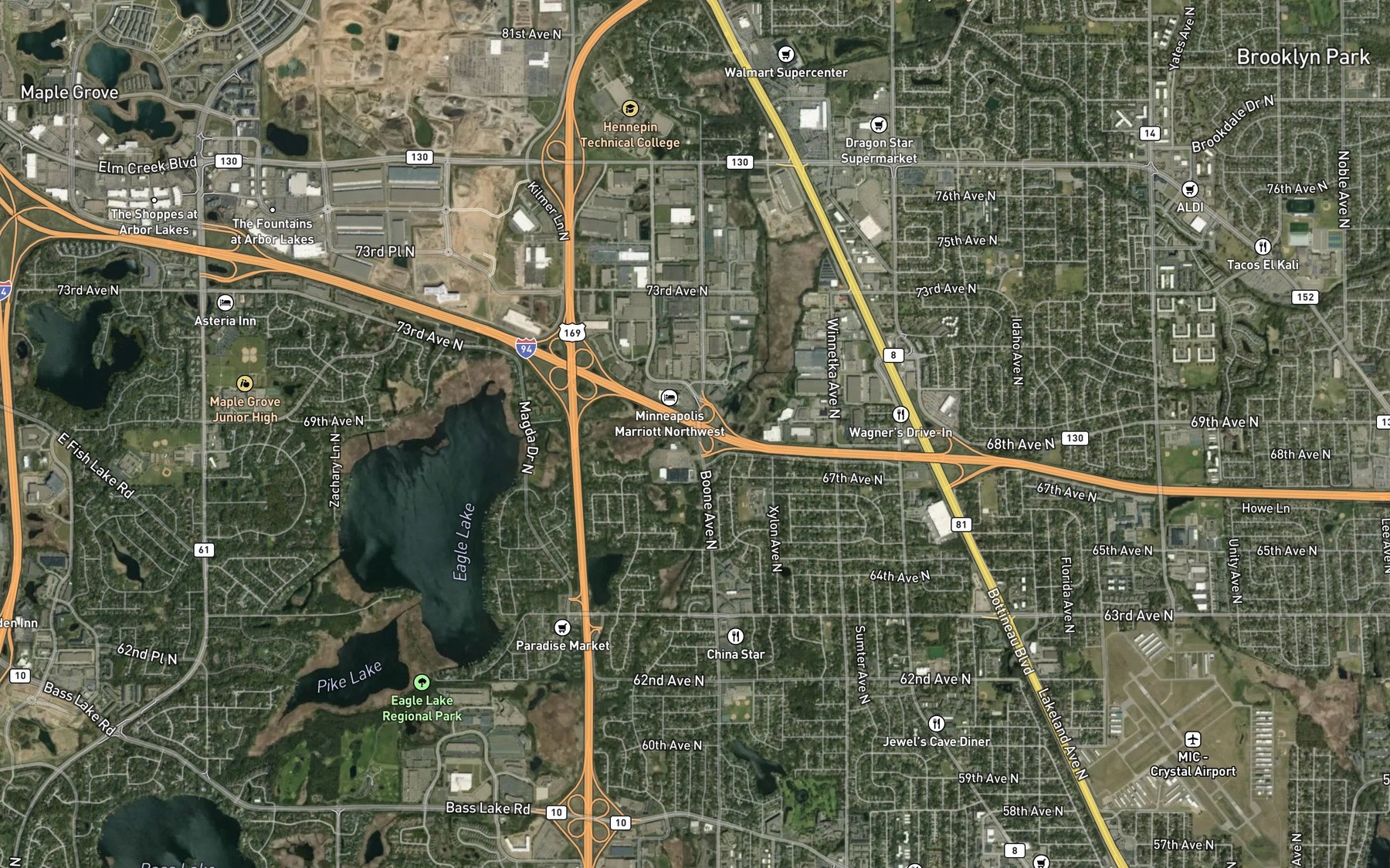 Satellite map of the Eagle Creek