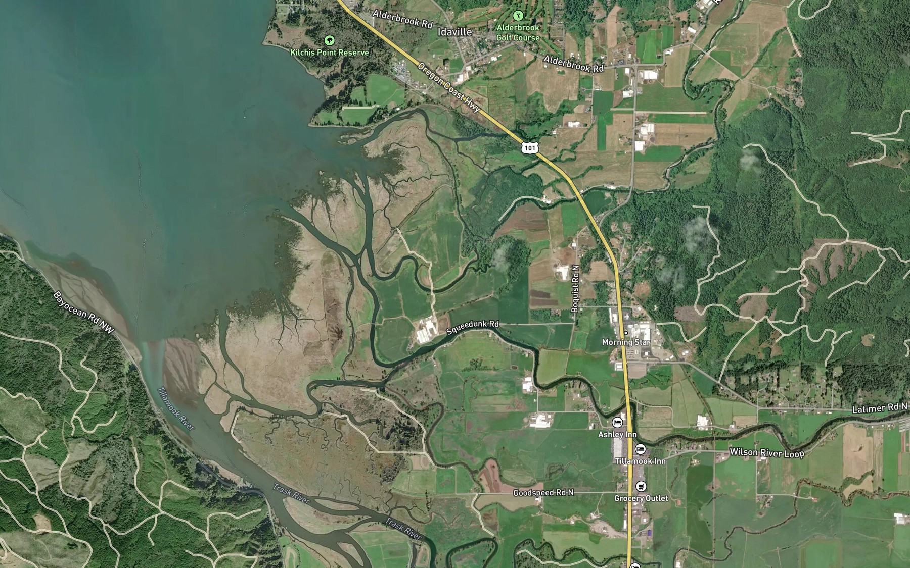 Satellite map of the Squeedunk Slough