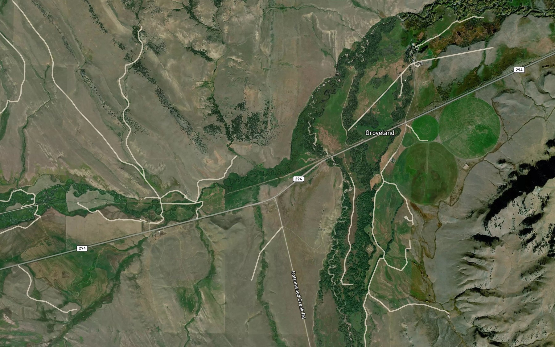 Satellite map of the Muddy Creek
