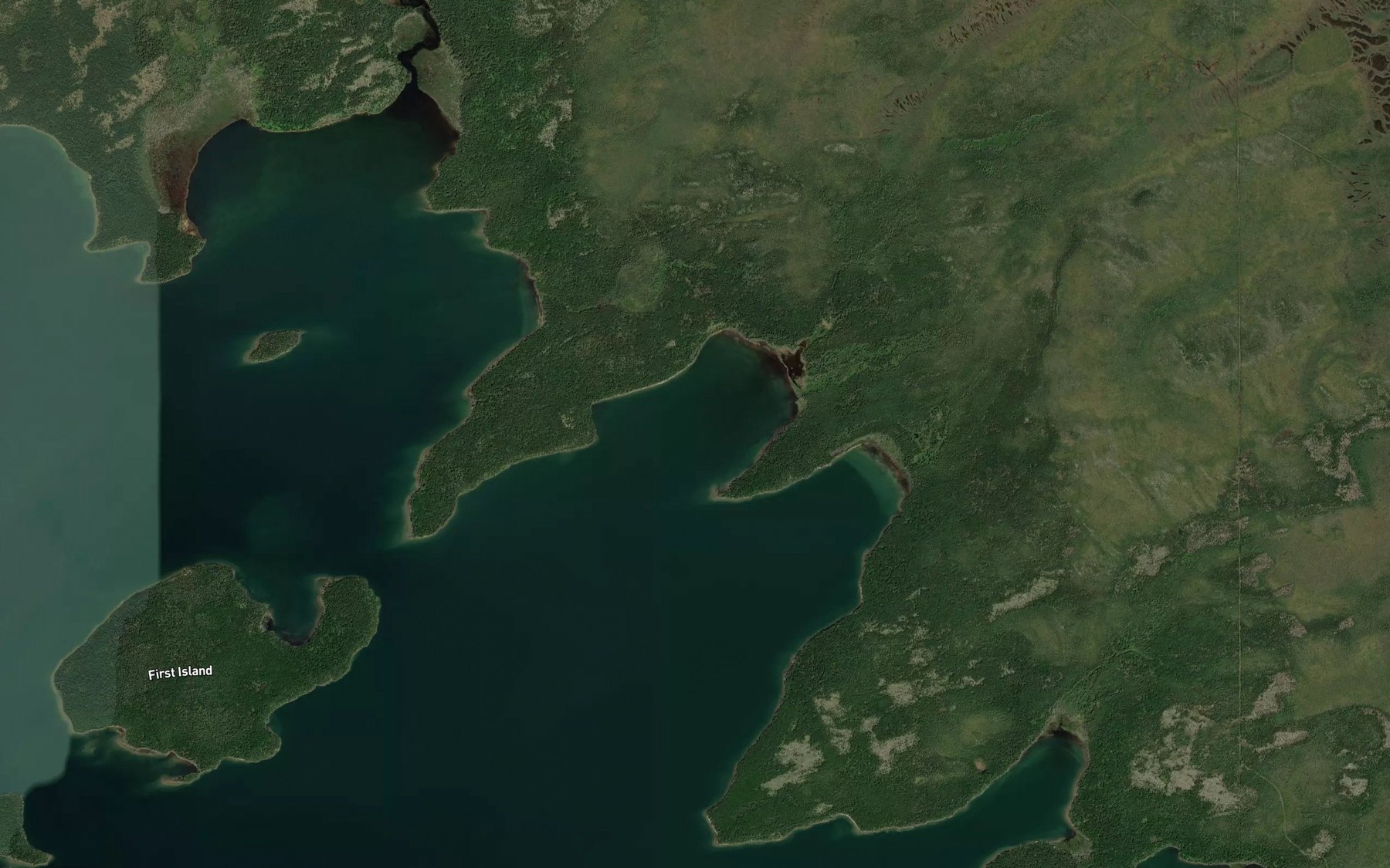 Satellite map of the Hearts Bay