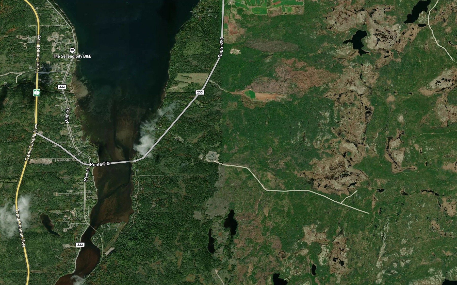 Satellite map of the Ivanys Brook