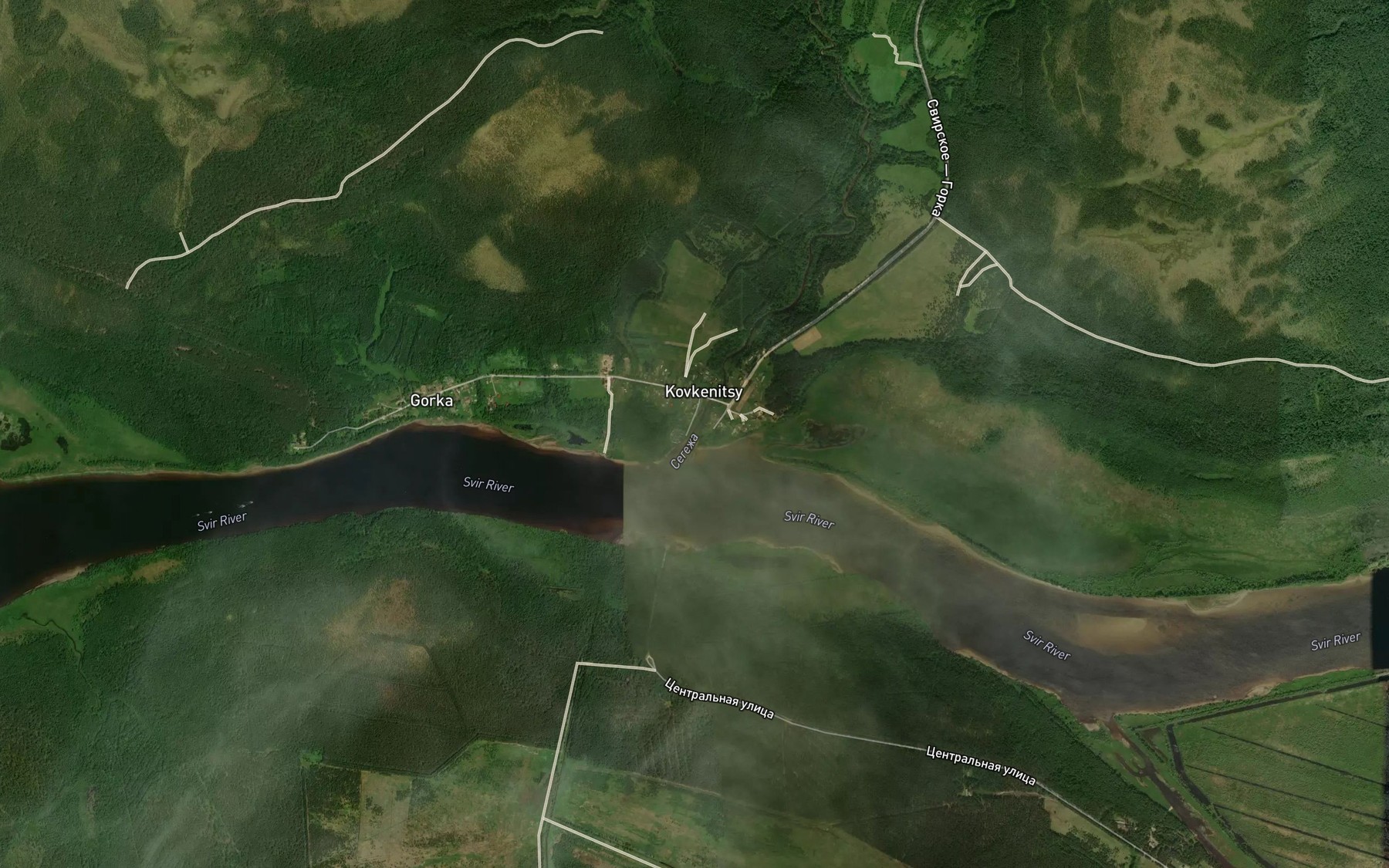 Satellite map of the Segezha