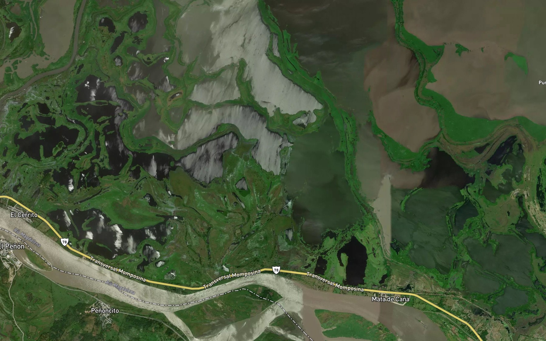 Satellite map of the Cienaga Los Suanes