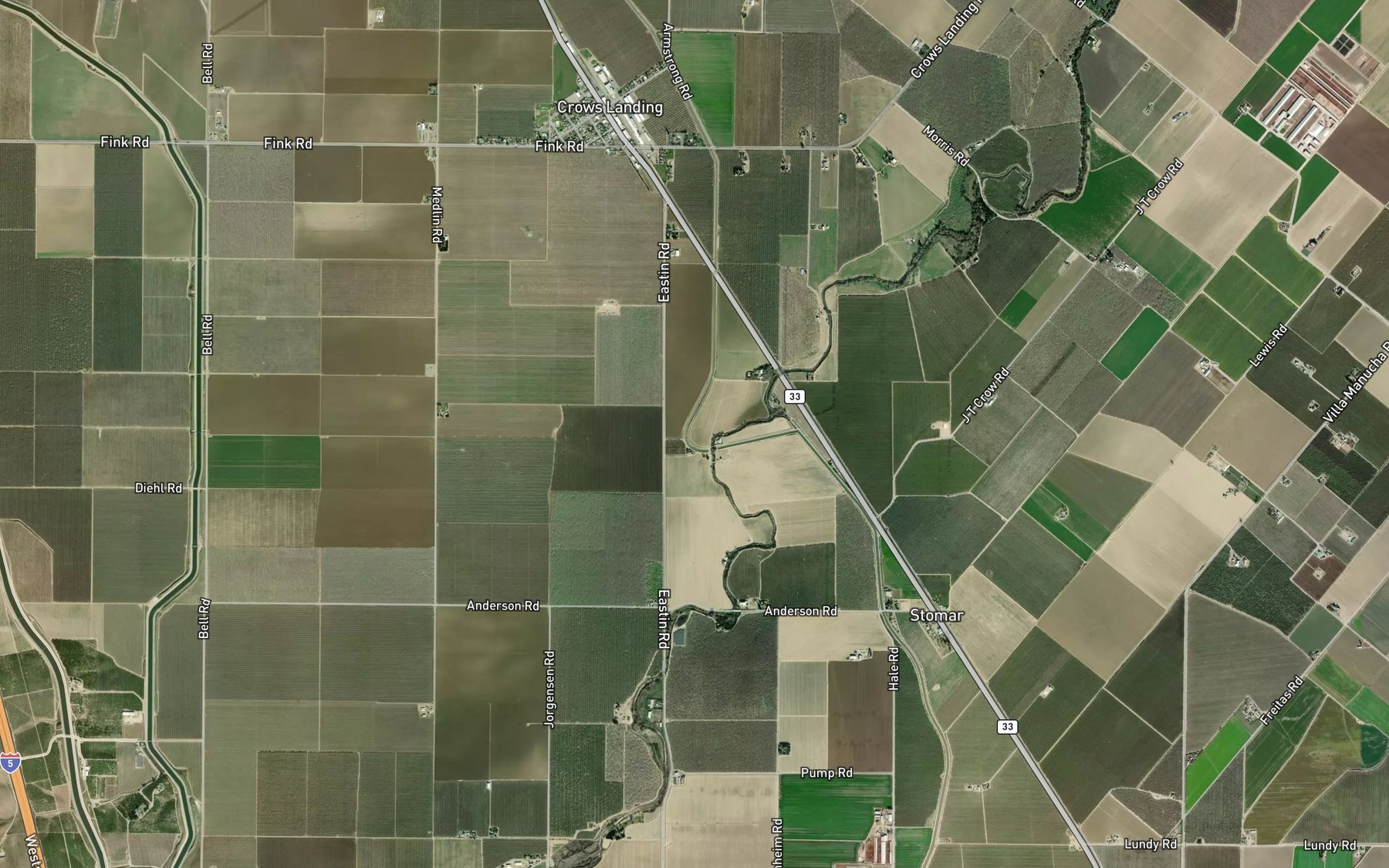 Satellite map of the Crow Creek