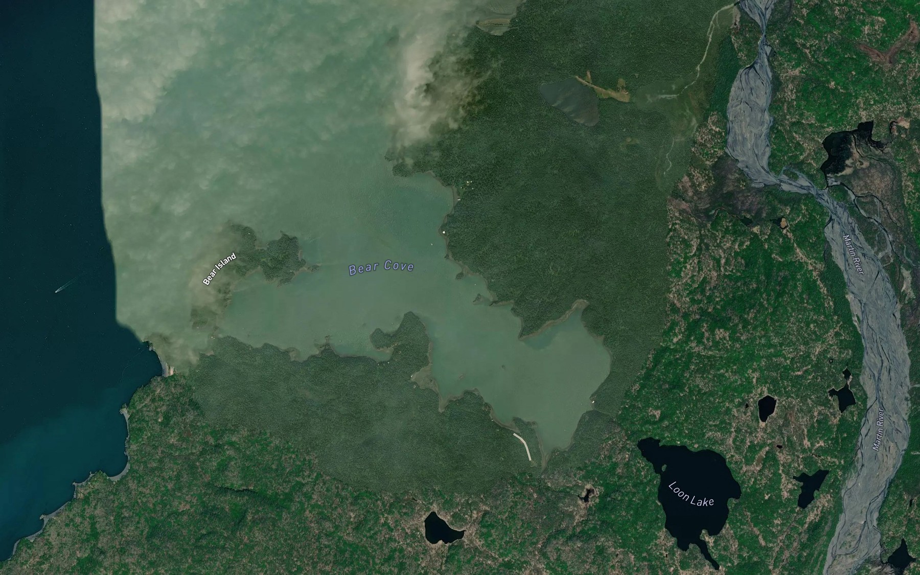 Satellite map of the Bear Cove