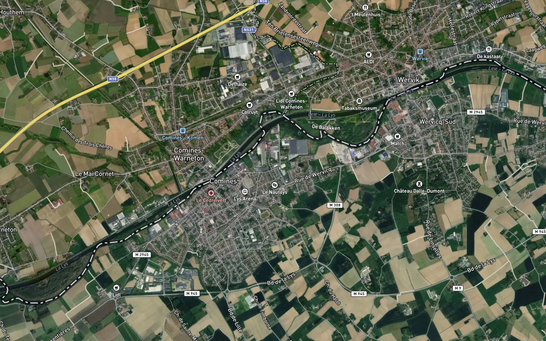 Satellite map of the Haute Planche