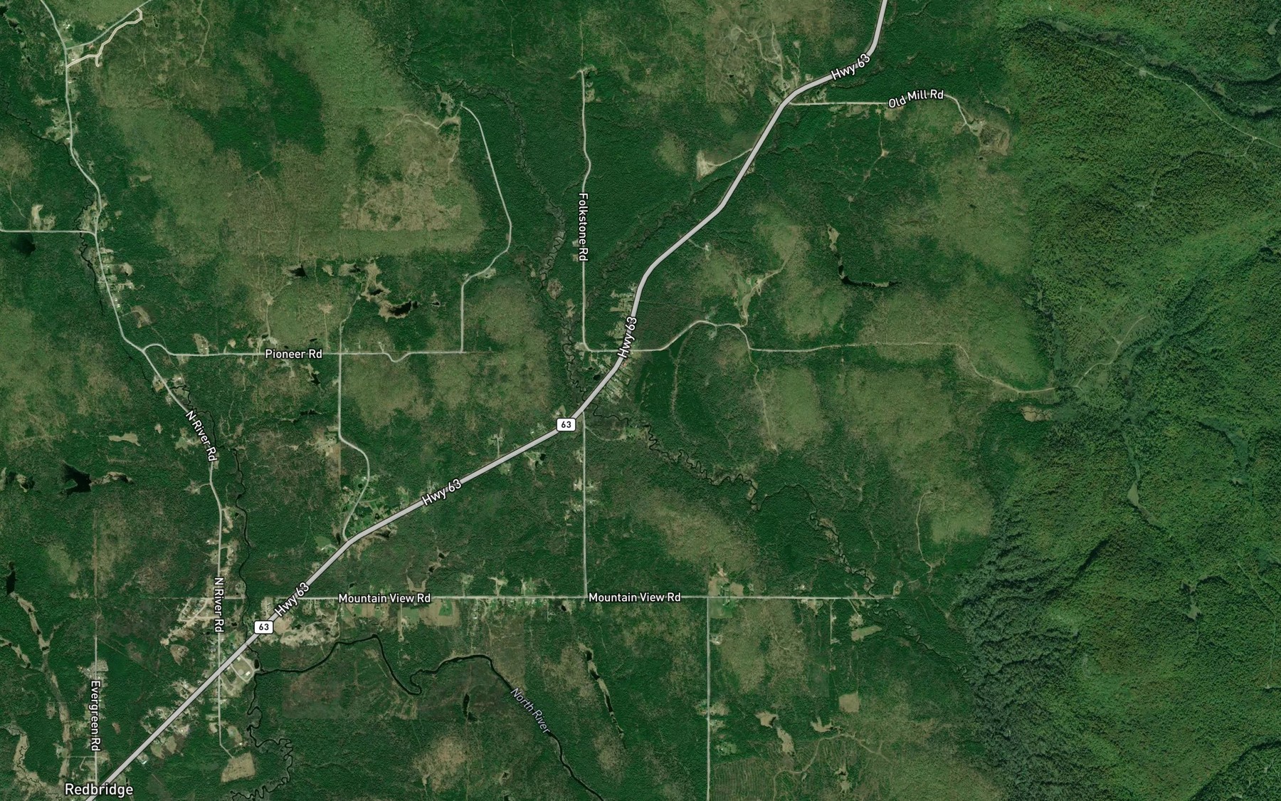 Satellite map of the East Balsam Creek