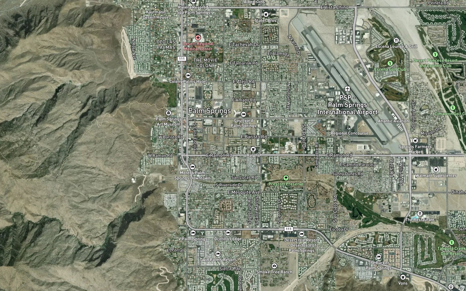 Satellite map of the Baristo Flood Control Channel