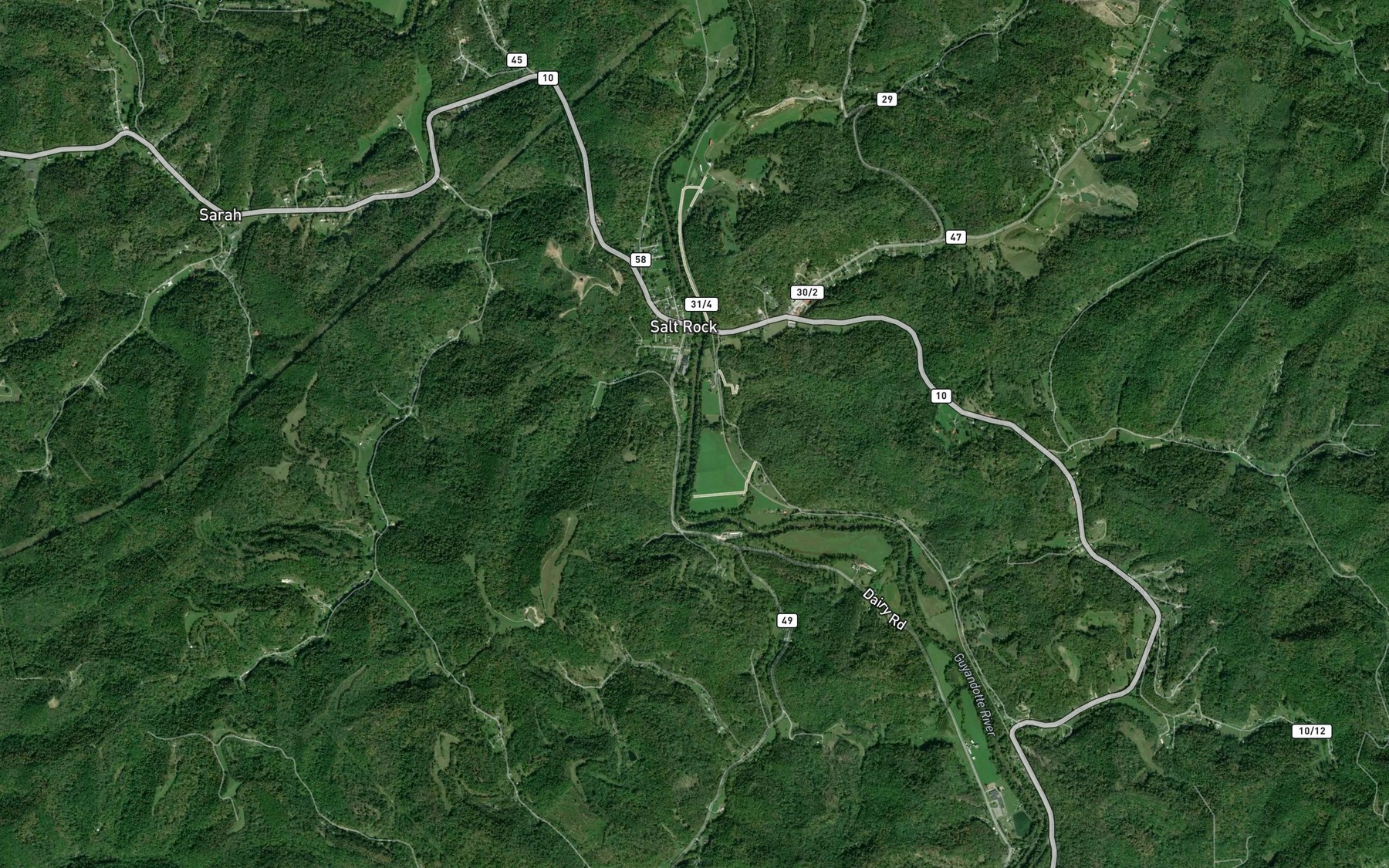 Satellite map of the Ray Branch