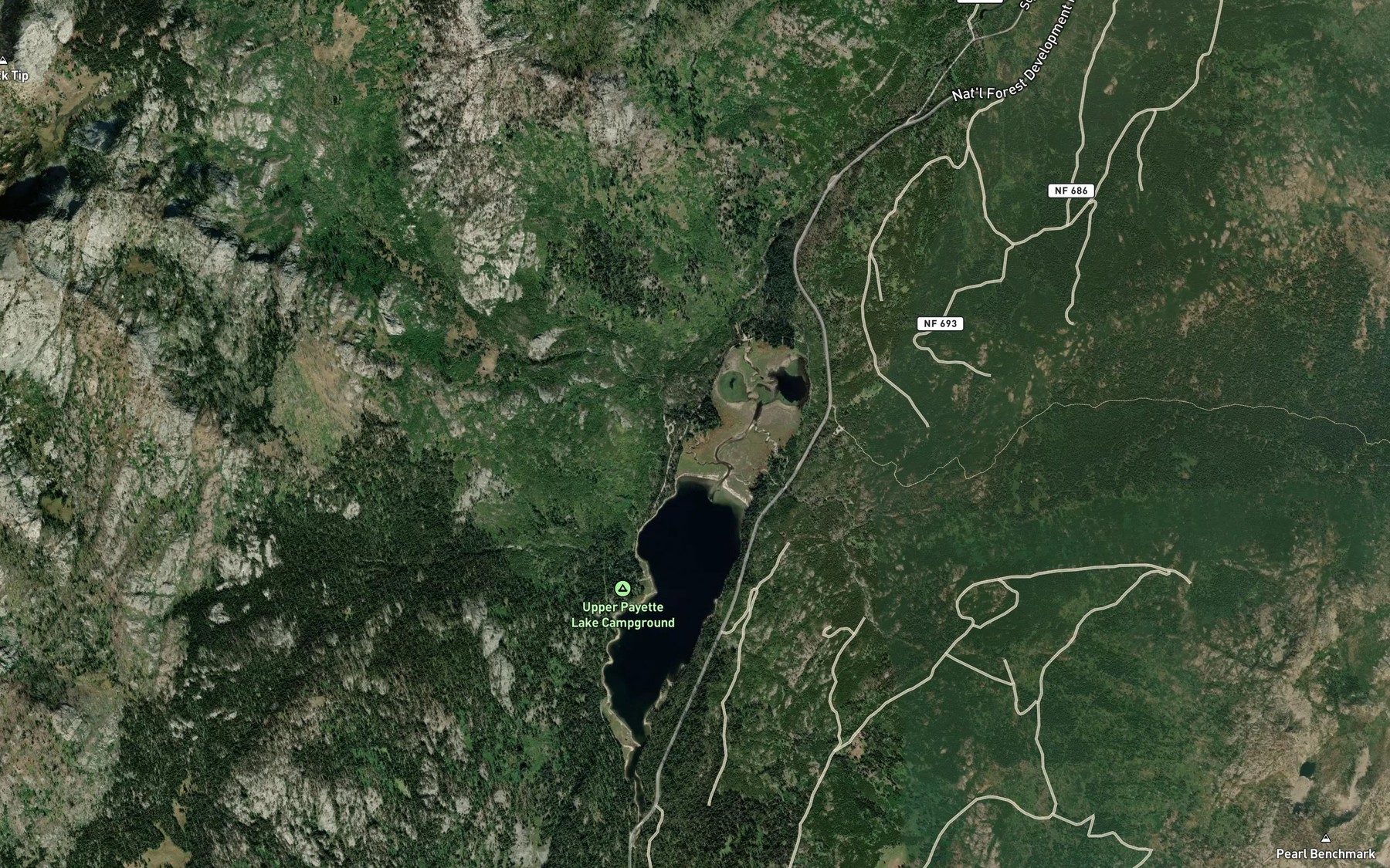 Satellite map of the Cougar Creek
