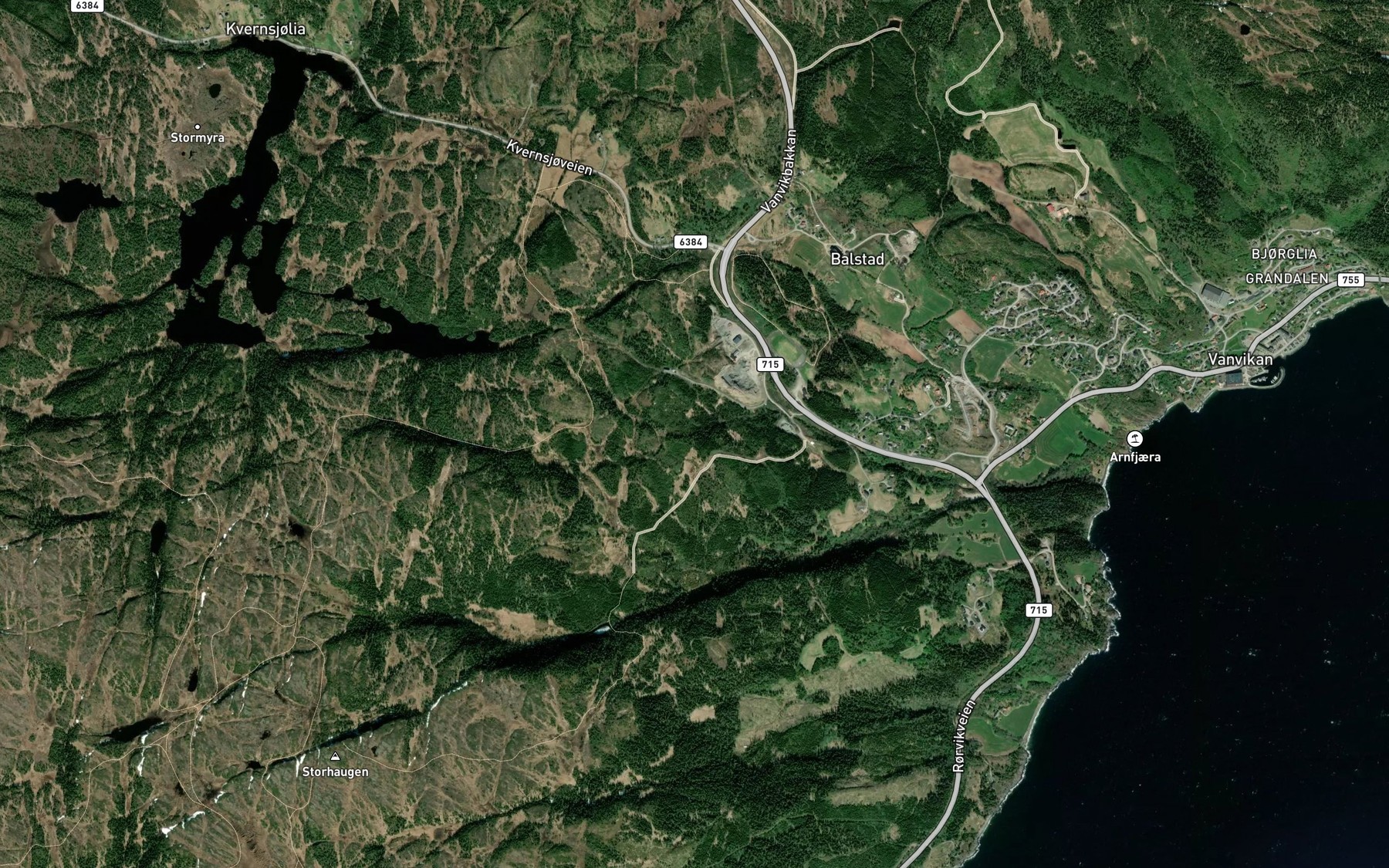 Satellite map of the Langdalsbekken