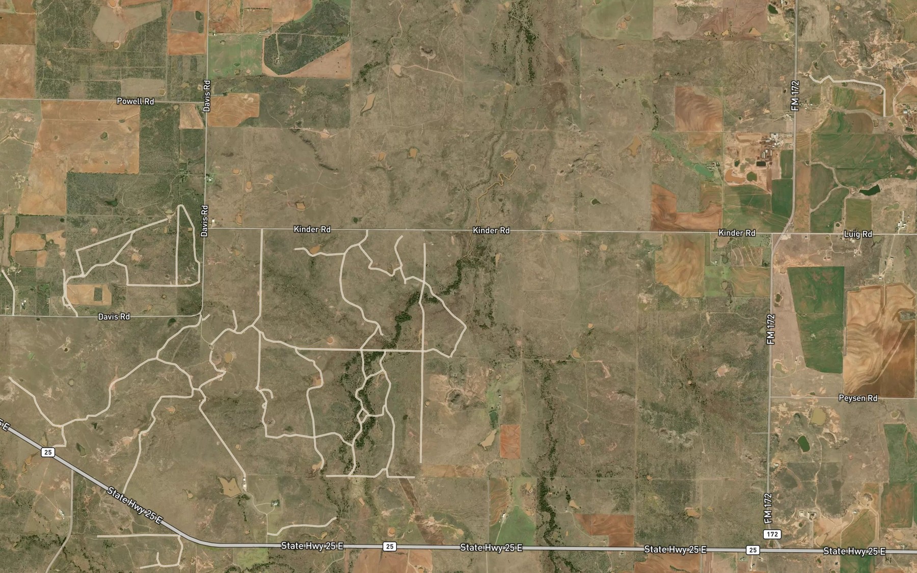 Satellite map of the Little Onion Creek