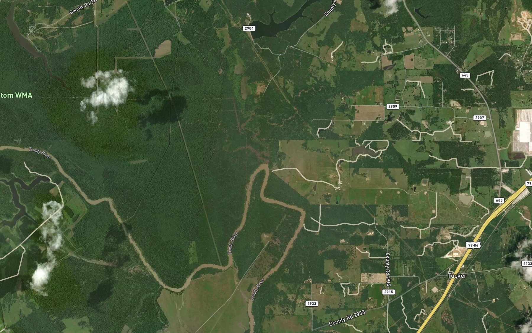 Satellite map of the Keechie Creek