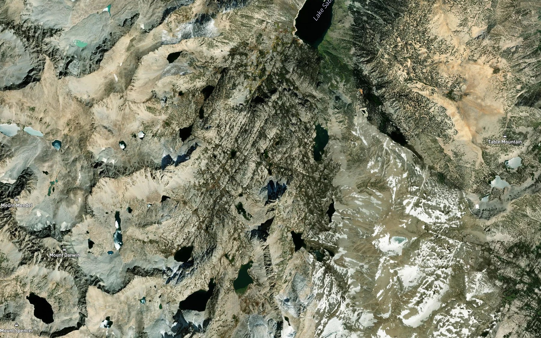 Satellite map of the Emerald Lakes