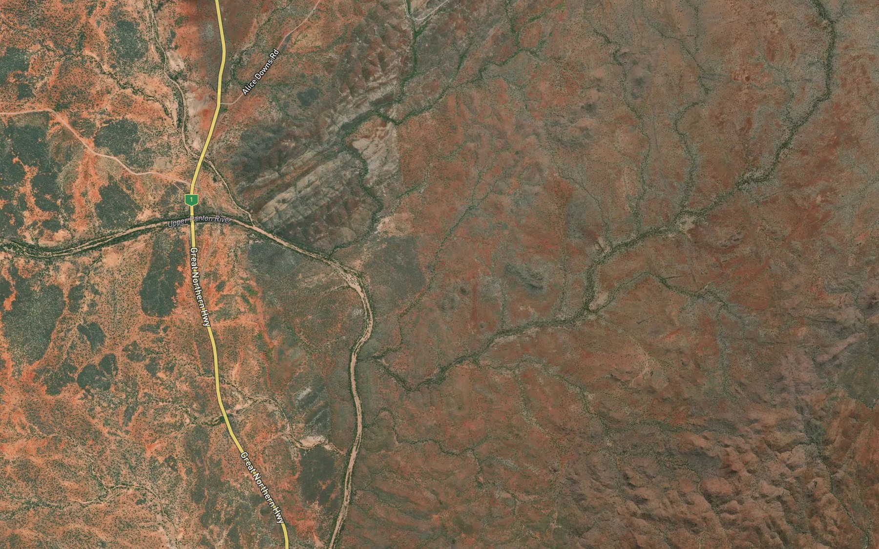 Satellite map of the Wild Dog Creek