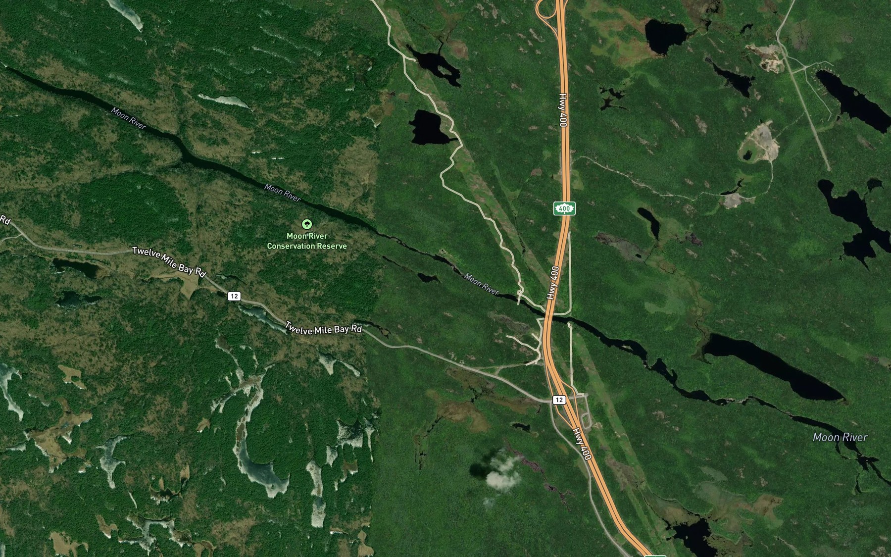 Satellite map of the Seven Sisters Rapids
