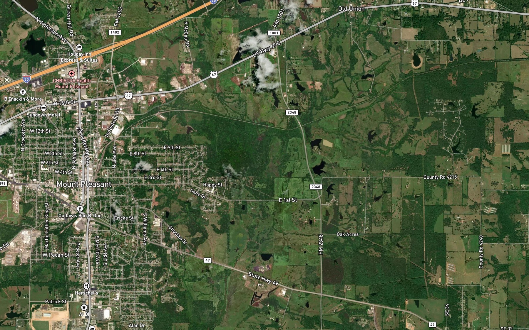 Satellite map of the Evans Creek