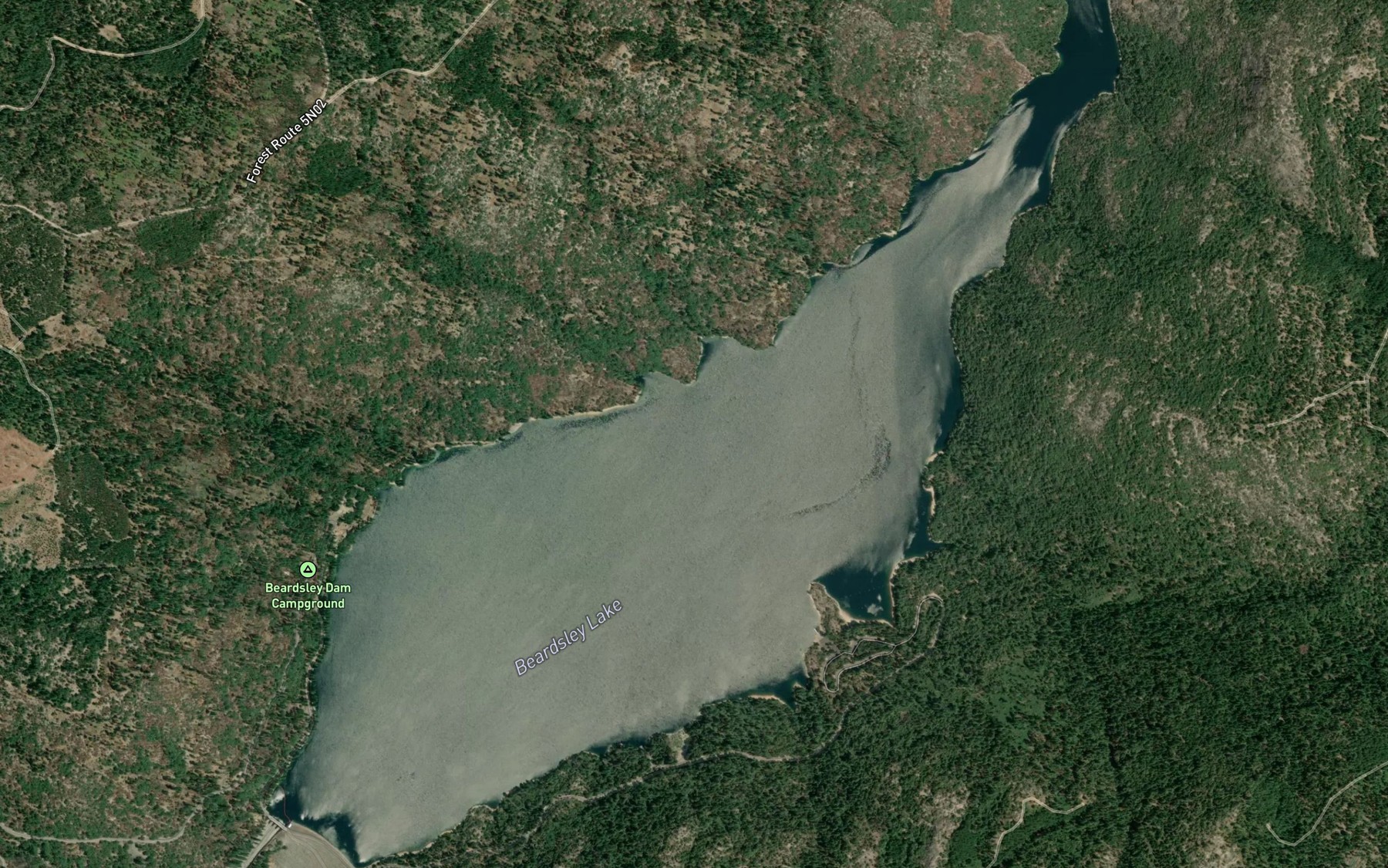 Satellite map of the Beardsley Lake