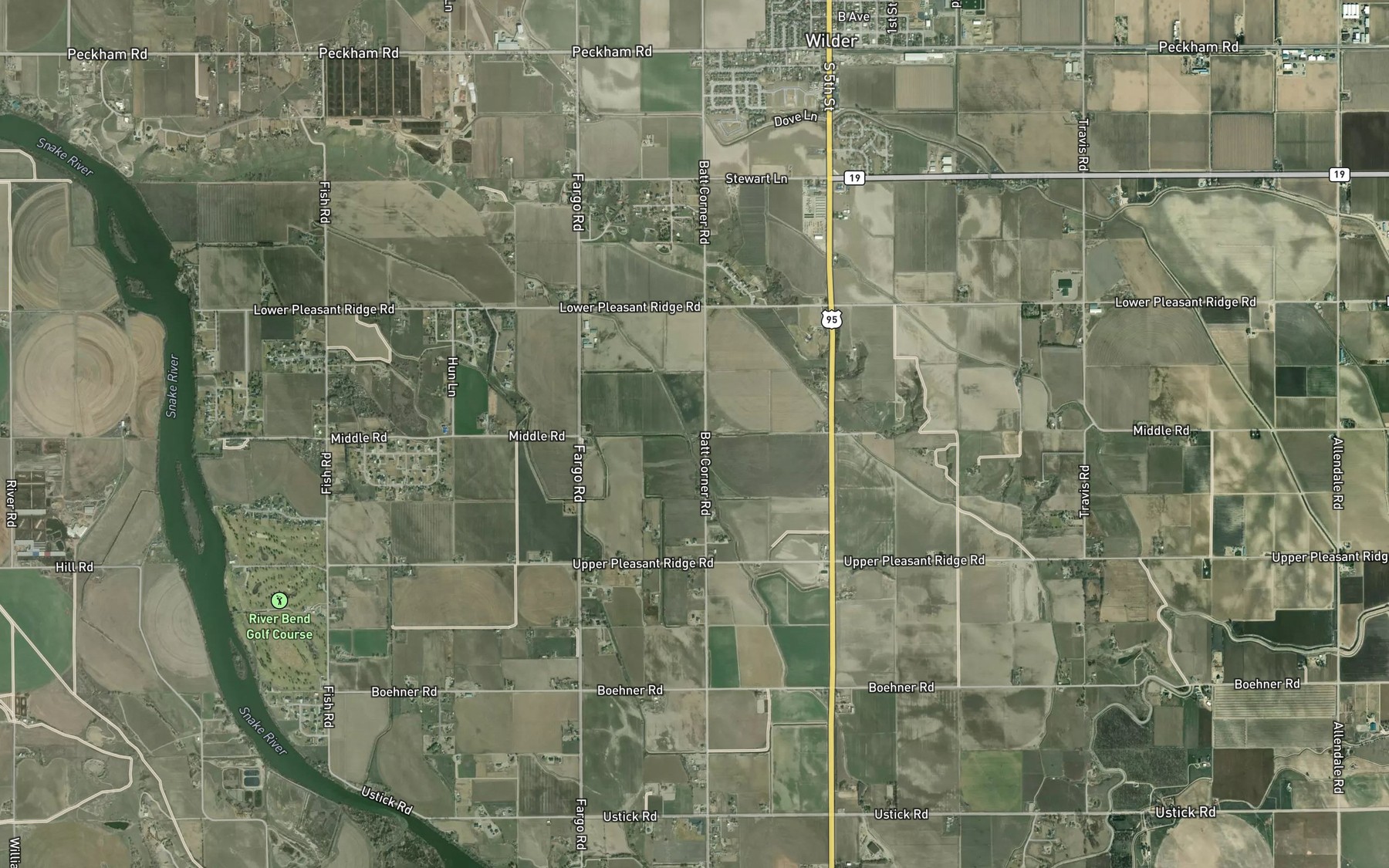 Satellite map of the Fargo Low Line Canal