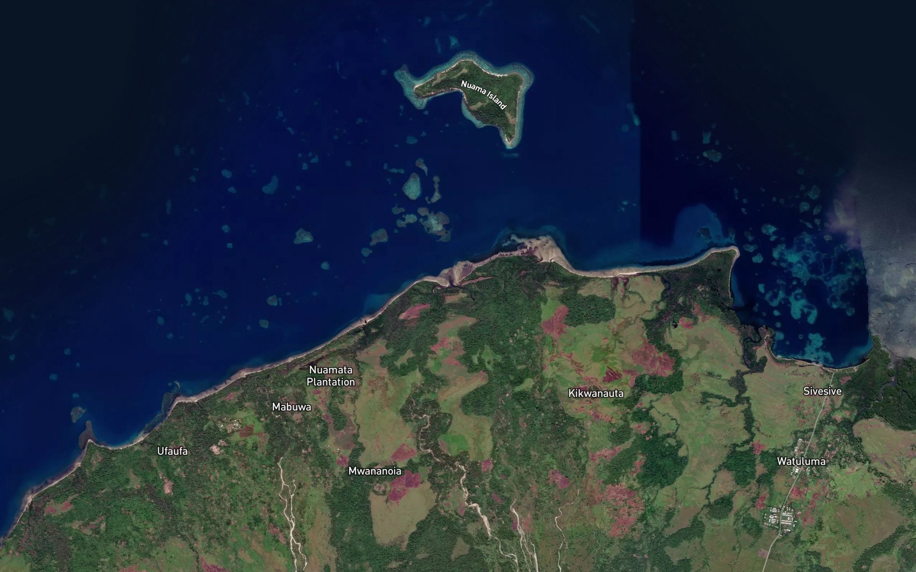Satellite map of the Wauna River