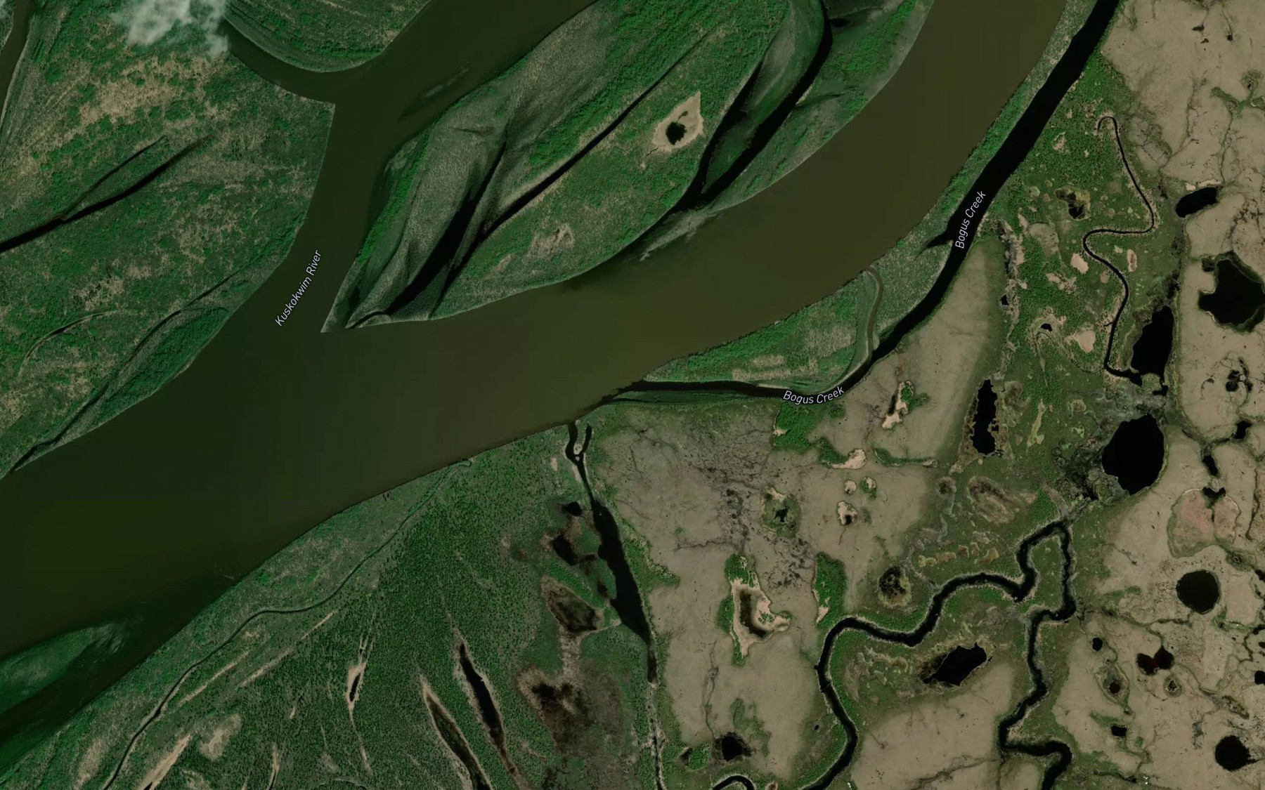 Satellite map of the Bogus Creek