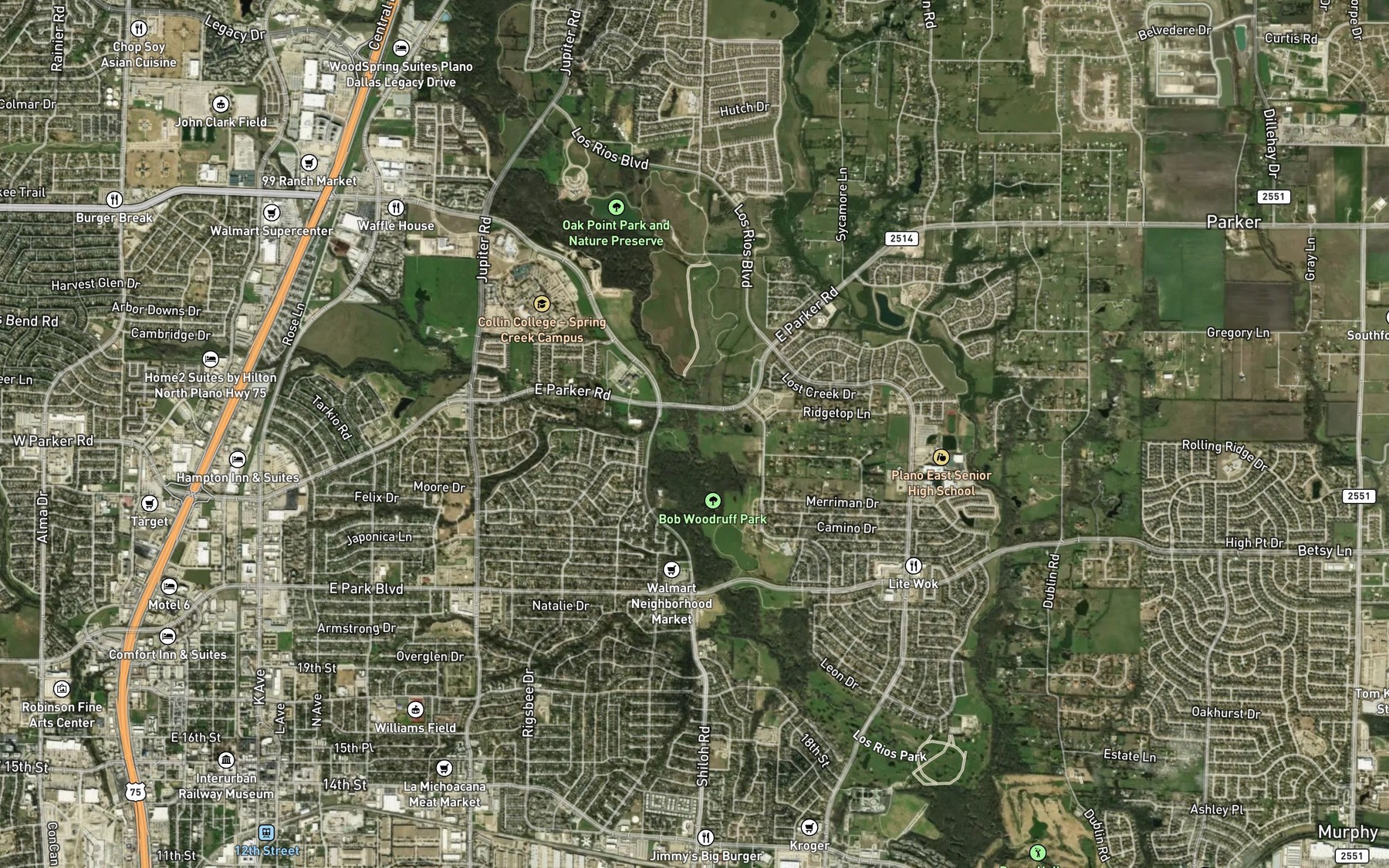 Satellite map of the Brown Branch
