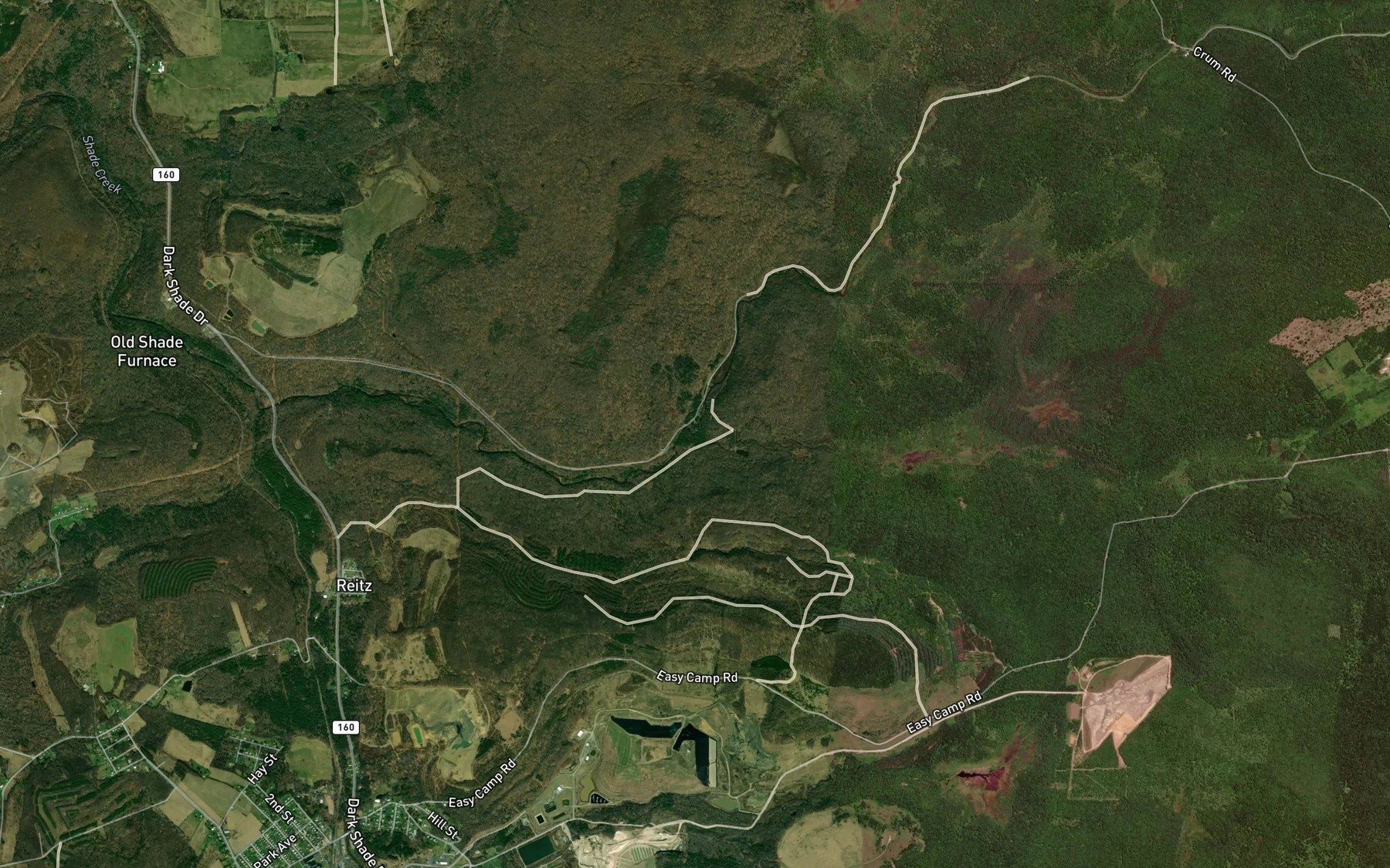 Satellite map of the Piney Run