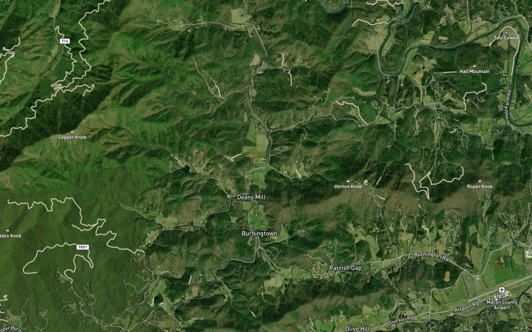 Satellite map of the Allen Branch