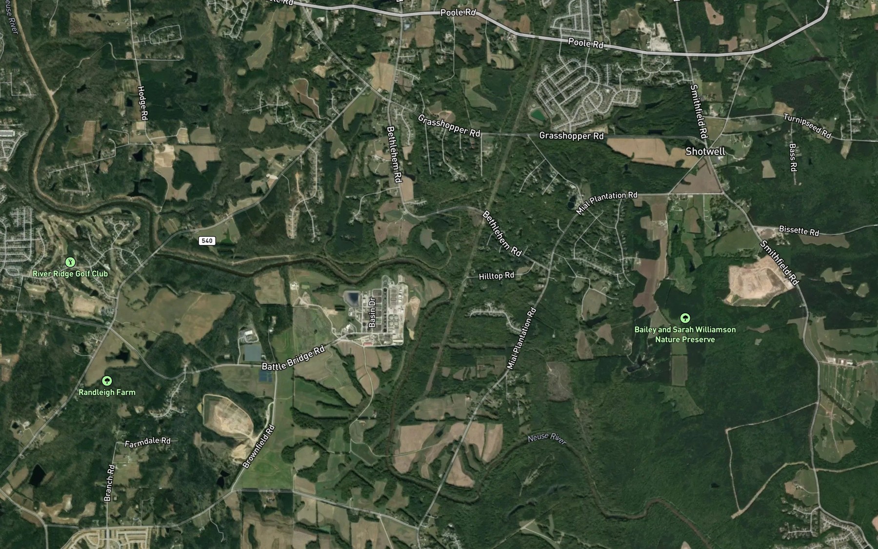 Satellite map of the Poplar Creek