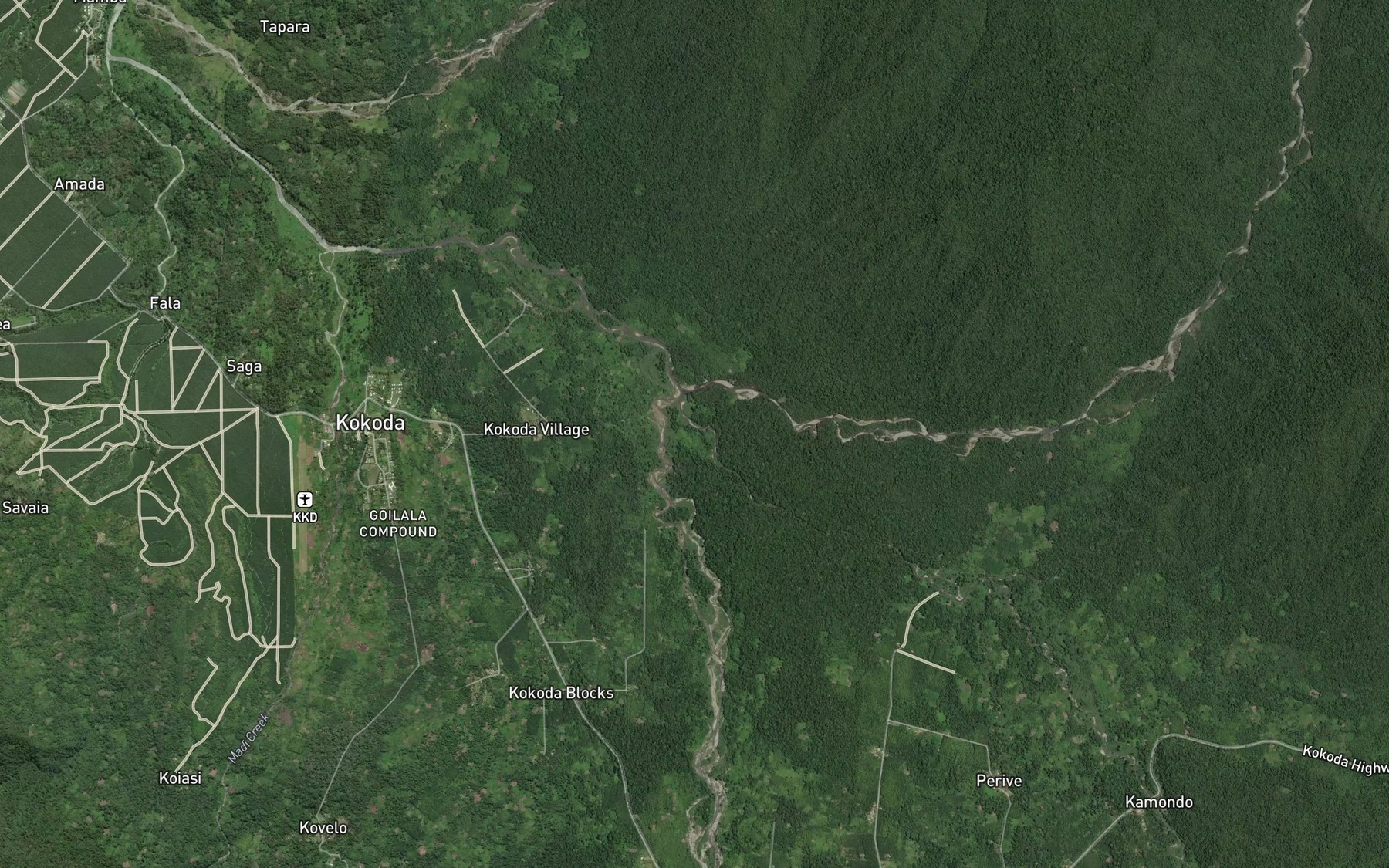 Satellite map of the Kaili Creek