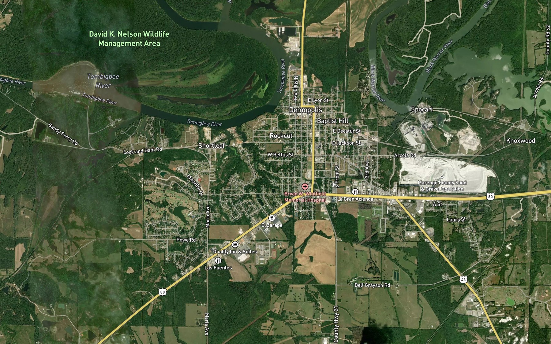 Satellite map of the Whitfield Canal