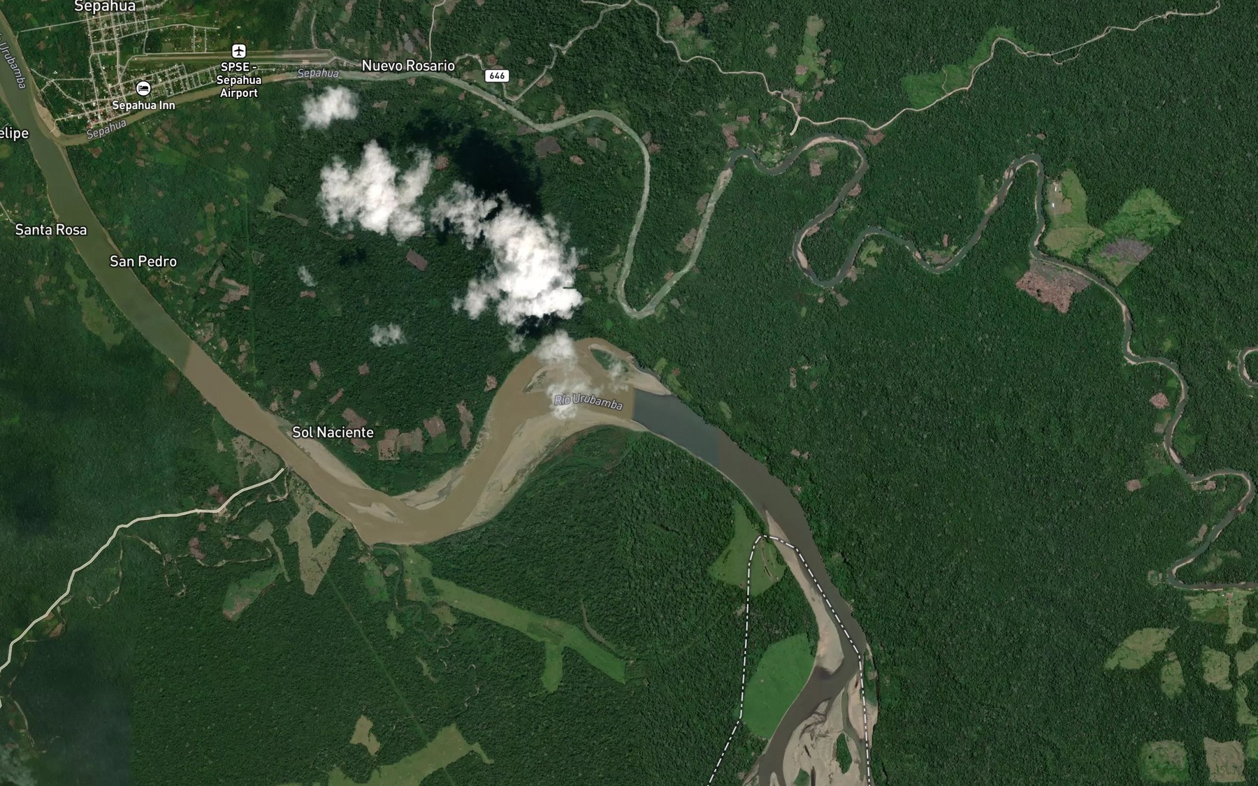Satellite map of the Rio Urubamba