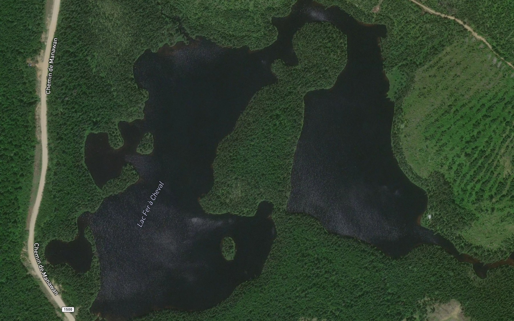 Satellite map of the Lac Fer a Cheval