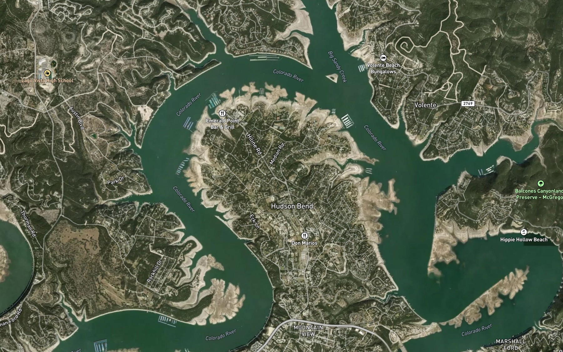 Satellite map of the Hudson Bend