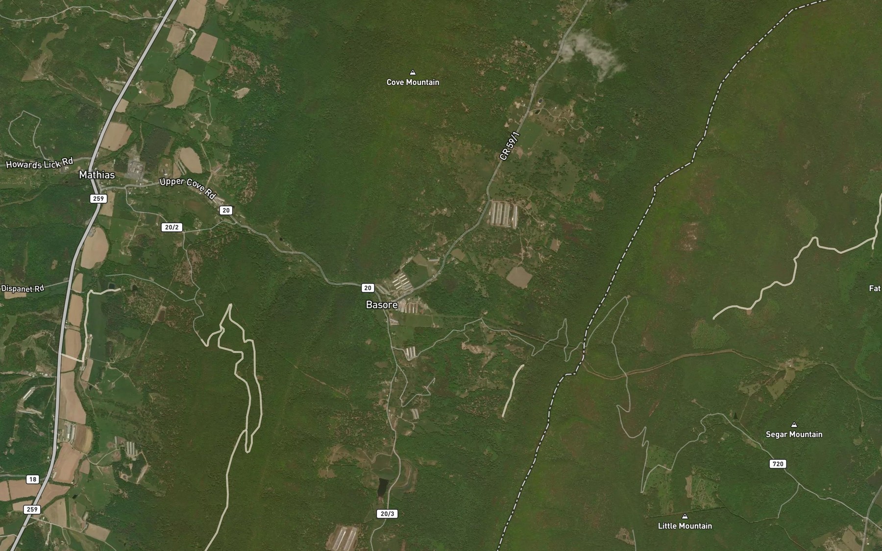 Satellite map of the Upper Cove Spring