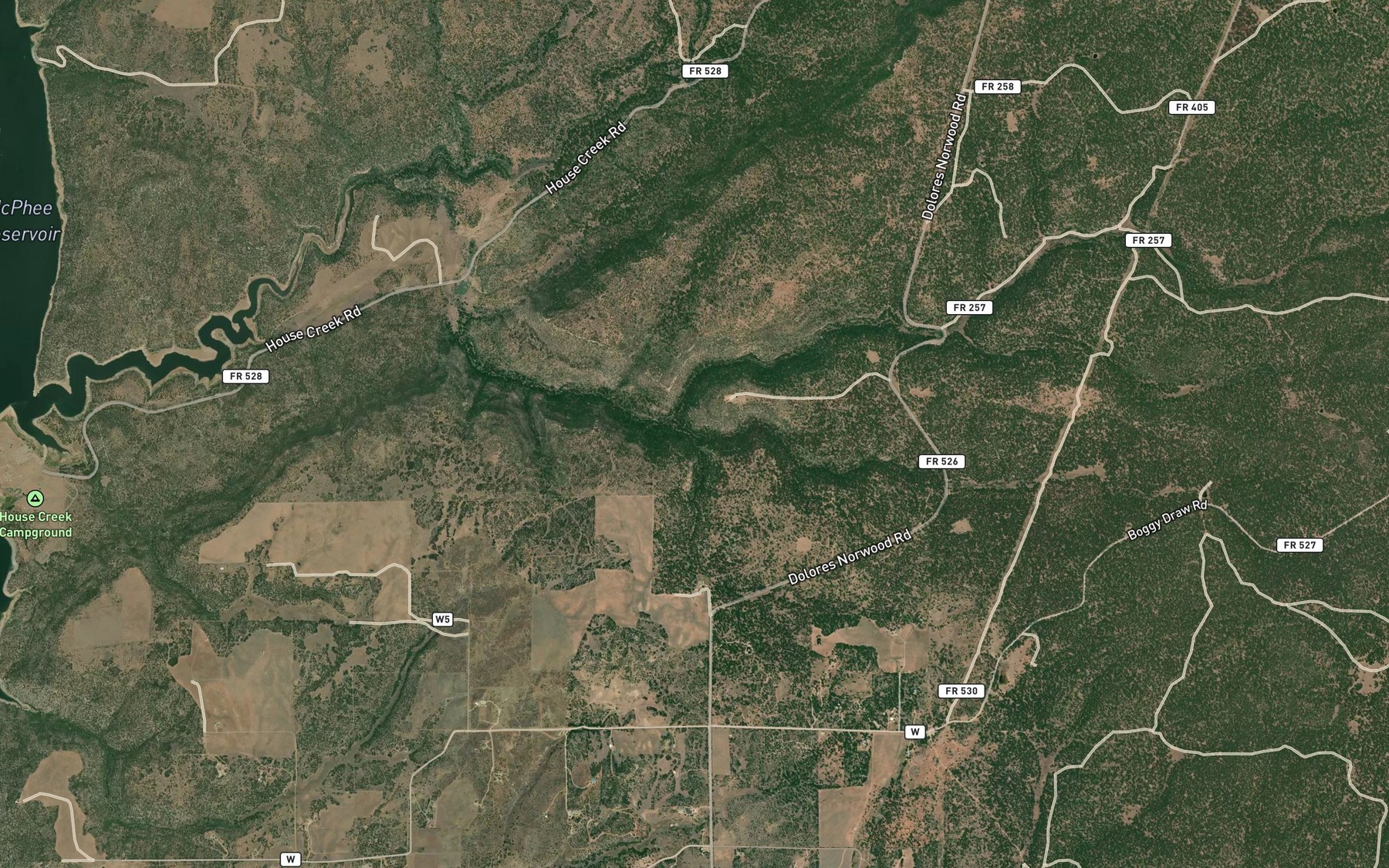 Satellite map of the Rush Spring