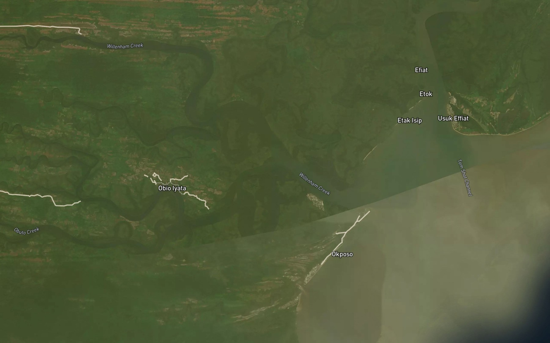 Satellite map of the Obuto Creek