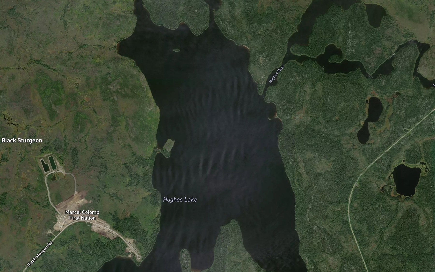 Satellite map of the Hughes Lake