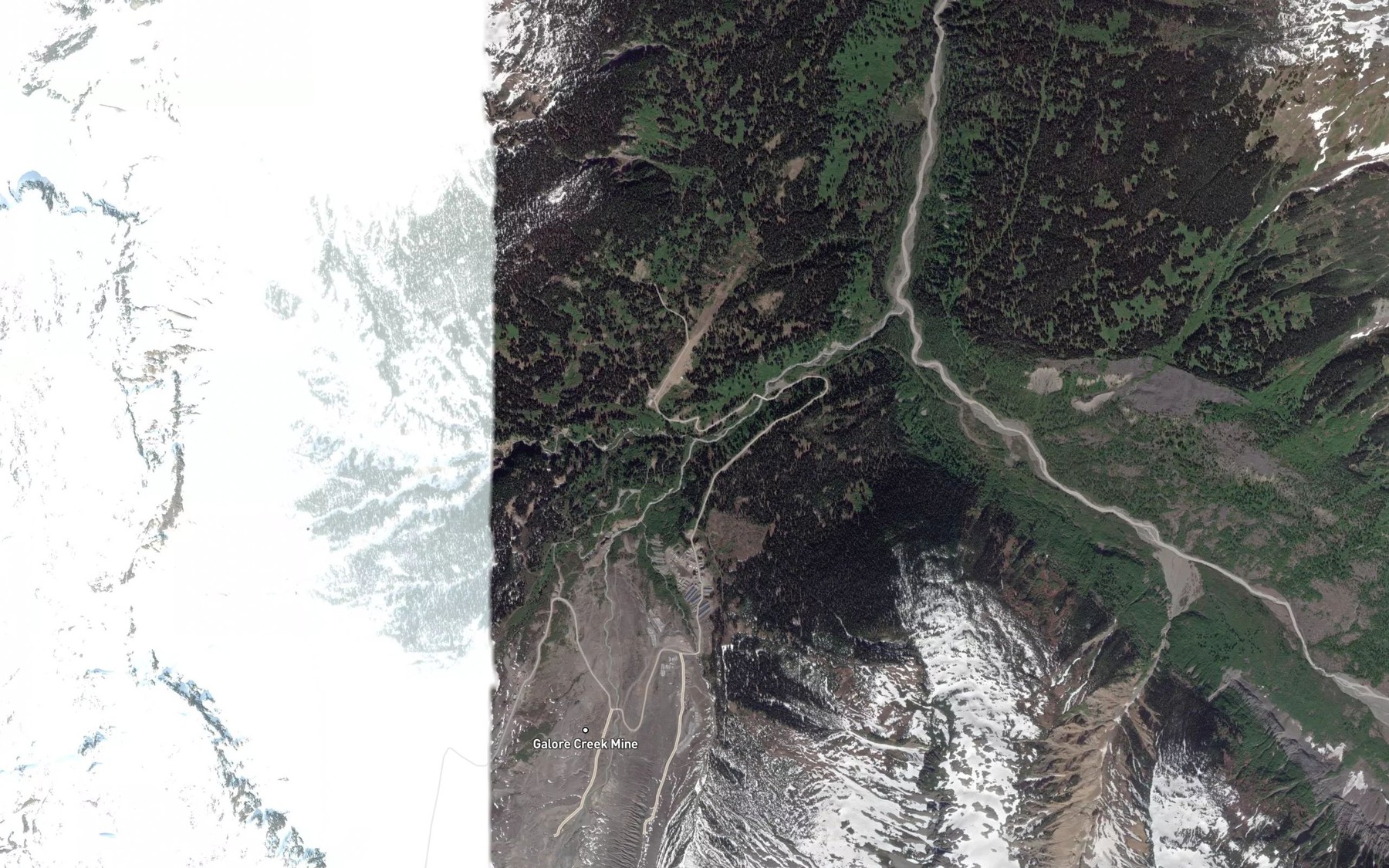 Satellite map of the Dendritic Creek