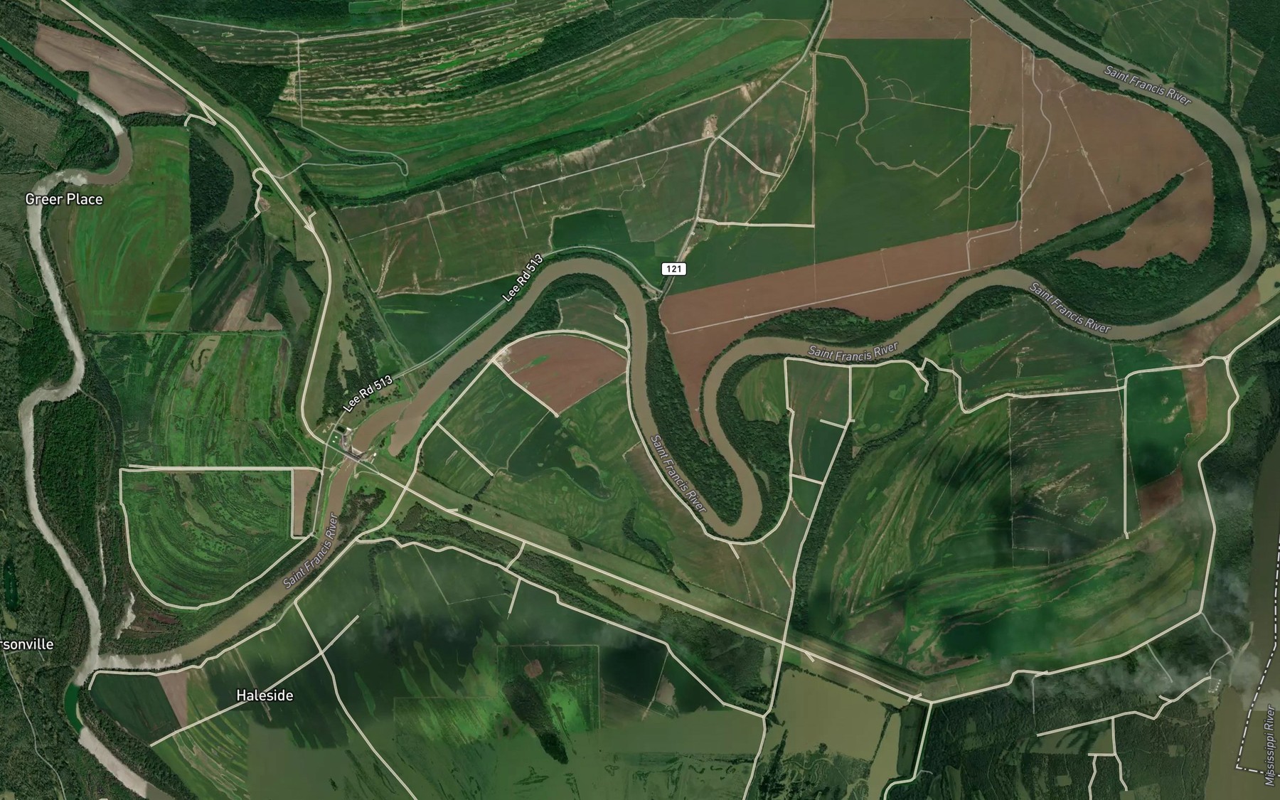 Satellite map of the Grants Bend
