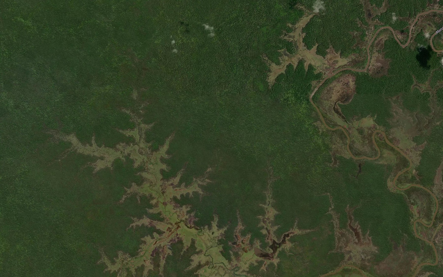 Satellite map of the Wawai River