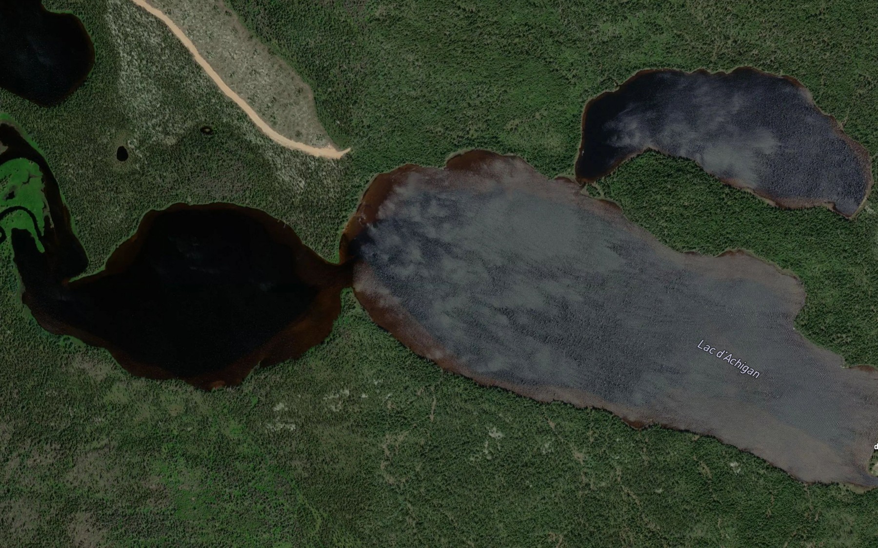 Satellite map of the Lac d'Achigan